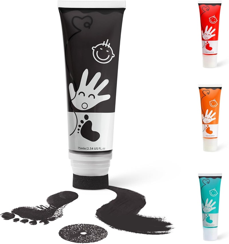 Sortnic 2.54 fl oz (75ml) Black Baby Hand and Footprint Ink, Baby Safe Paint for Newborn Keepsake, Non Toxic Acid-Free, Washable, Pet Paw Print Paint, Ideal New Mom Gifts - Image 1